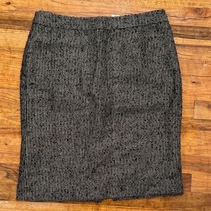 JCrew Black Gold Metallic Tweed Pencil Skirt - Size 8